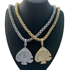 Collar con colgante de letra inglesa New Heart de cobre, estilo Hip Hop, para hombre, venta al por mayor, para comercio exterior europeo-americano - Product Image 1