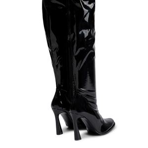 Botas largas de invierno con <span class=keywords><strong>media</strong></span> cremallera lateral de tacón de aguja de charol negro brillante para mujer botas por encima de la rodilla <span class=keywords><strong>hasta</strong></span> <span class=keywords><strong>el</strong></span> <span class=keywords><strong>muslo</strong></span> - Product Image 4