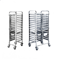 Chariot de boulangerie à une ou deux niveaux avec table, chariot à plateaux en acier inoxydable commercial pour bacs GN 1/1 et 2/1