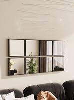 Miroir mural en forme de grille avec cadre en métal, grande taille, pour chambre à coucher, salon, salle à manger, décoration intérieure