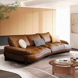 Italian Minimalist Leather Curved Retro Living Room Modern Simple Designer Combination S080 New Vintage Leather Luxurious V - Product Image 3
