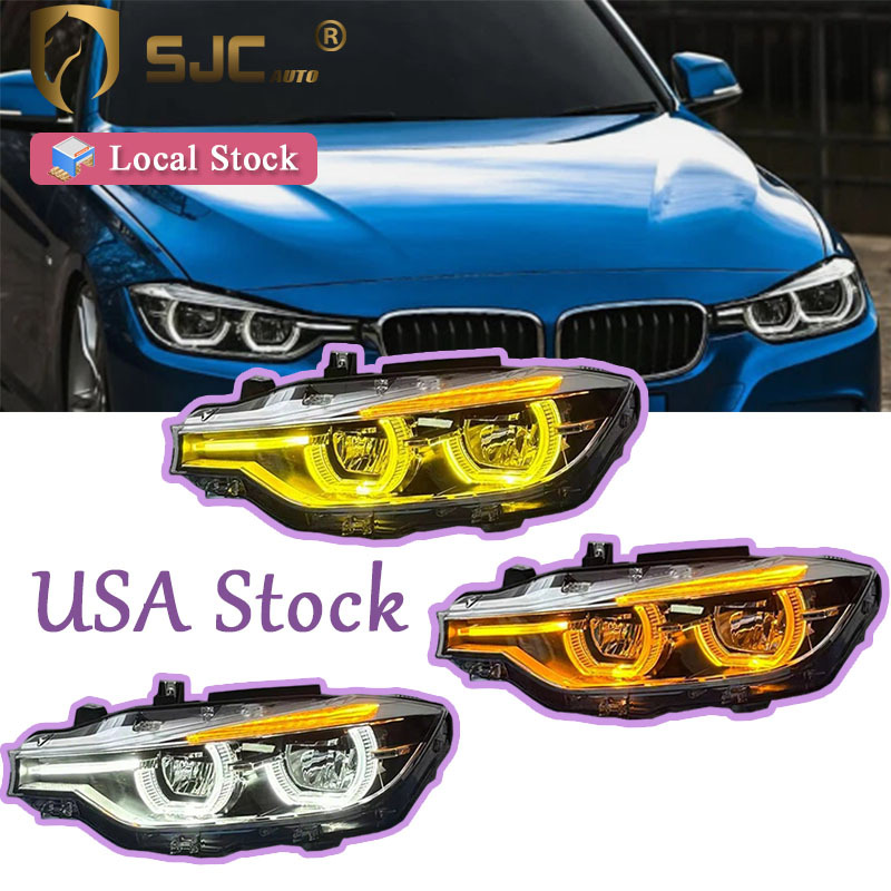Sjc V3 Silver LED Headlight Assembly For BMW 3 Series F30 / F35 2013-2015 Yellow White Amber DRL