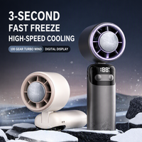 Ventilateur portable à main, refroidissement par glace, rechargeable par USB, en ABS/PVC, matériau granulaire écologique, pliable, avec écran LED, idéal pour les voyages