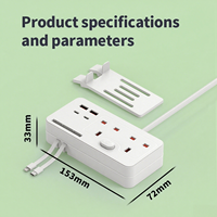 Multiprise britannique nouvellement conçue 2 prises avec carte d'extension de prise de câble d'extension à 2 ports USB avec port USB