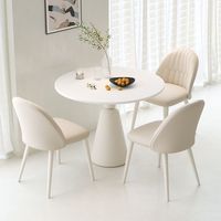 Moderner Runder Gesinterter Steintisch Minimalistische Freizeit-Esszimmerstuhl-Kombination für Zuhause, Balkon und Besucherempfang