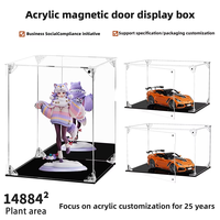 Vitrine d'exposition en acrylique transparente personnalisée pour objets de collection, boîte d'exposition en acrylique à porte magnétique pour figurines, poupées, jouets Lego