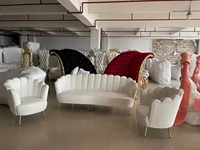 Ensemble de causeuse en velours blanc au design moderne pour salon, hôtel, mariage