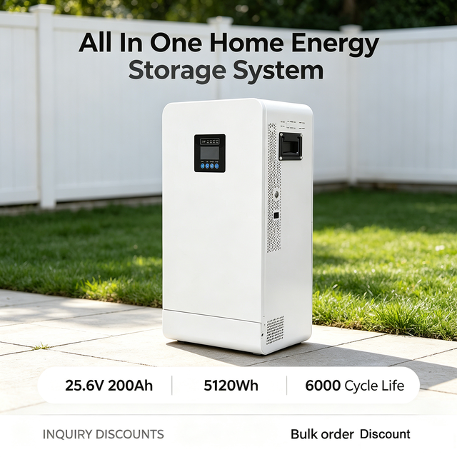 All One Solar Power System Hybrid Grid Solar Inverter Battery 25.6V 200Ah 5120Wh 3KW LiFePO4 Home Energy Storage System CAN