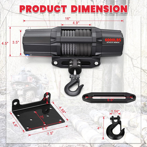 Cabrestante Eléctrico de 6000 Libras 12V para ATV UTV <span class=keywords><strong>con</strong></span> Guía de Cable de Rodillos, Impermeable IP65 para Remolque de Vehículos Todoterreno, UTV, ATV y Automóviles - Product Image 6