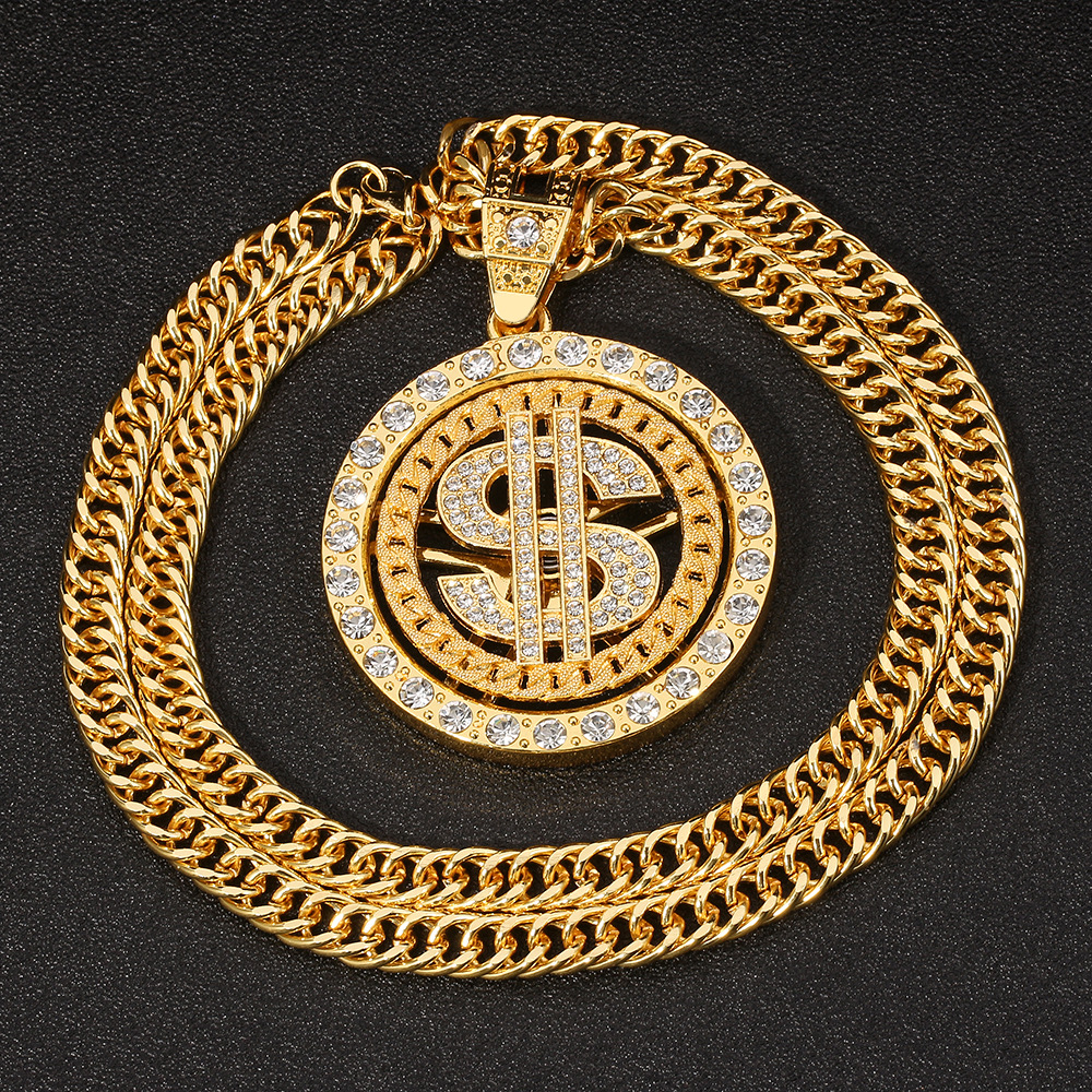 Dollar Sign Necklace For Men - Money Bag Pendant With 22.8" Chain, Hip Hop Punk Rock Jewelry Gift For Rappers & Boys