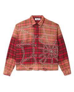 Chemise unisexe OEM à strass, tendance, à carreaux, streetwear, manches longues, style hip-<span class=keywords><strong>hop</strong></span> viral - Product Image 6