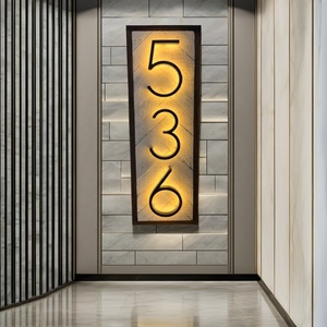 3D thép không gỉ số và chữ cái ký sáng ánh sáng nhà số kim loại Backlit chiếu sáng LED Nhà Số - Product Image 1