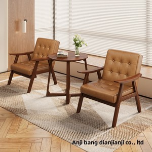Sofá individual de madera maciza para el hogar, estilo Retro, pequeño apartamento, Internet, cafetería, dormitorio, recepción, balcón perezoso, muebles para el hogar - Product Image 6