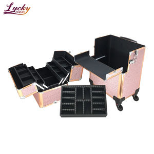 2-In-1 Rollende Make-Up Treinkoffer Met Grote Capaciteit Cosmetische Doos Met Wielen Van Hoge Kwaliteit Trolley Schoonheidskunstenaar Make-Up Case - Product Image 5