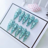 Design 100 Collection Haute Qualité 10pcs Press-On French Square Faux Ongles Luxe Fait à la Main Gel Acrylique pour Doigts Art Fait à la Main