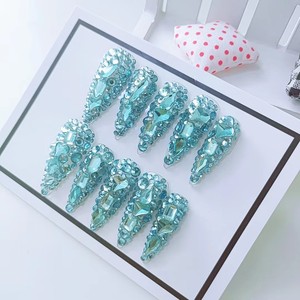 Diseño 100 colección alta calidad 10 Uds Press-On francés cuadrado <span class=keywords><strong>uñas</strong></span> postizas lujo hecho a mano Gel acrílico para dedos arte hecho a mano - Product Image 3