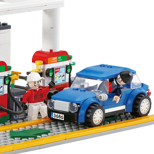 Estación de Servicio Urbana TOWN GAS STATION, Bloques de Construcción, Escena de Reabastecimiento de Combustible, Juguete Educativo de Ensamblaje Manual para Niños - Product Image 5