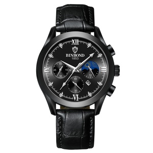 Nouvelle montre pour homme, mode masculine, luxe, avec strass, phase lunaire, calendrier, quartz, 40 mm, 3 BAR, résistante à l'eau, luminescente, montre pour homme - Product Image 6