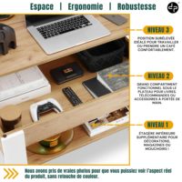 Table basse relevable DNF avec compartiment de rangement caché - Design industriel moderne - Plateau réglable 45-61 cm - Métal - Meubles pour la maison
