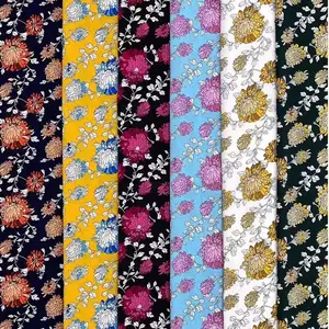 Tissu en mousseline de polyester imprimé pour femmes, nouveau style multicolore, motif floral classique, vêtements d'été