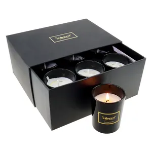 Supplier Direct Sales Black Glass Jar Six-Piece Set Aromatherapy Candle Luxury Gift Set