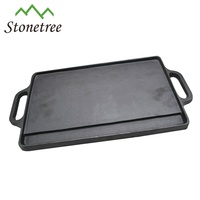 Plaque de cuisson en fonte rectangulaire double face universelle pré-assaisonnée
