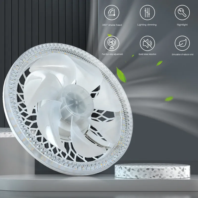 Modern High Power LED Ceiling Fan Lamp Crystal AC Motor Remote Control Stylish Plastic Body for Home Bedroom Kitchen Living Room