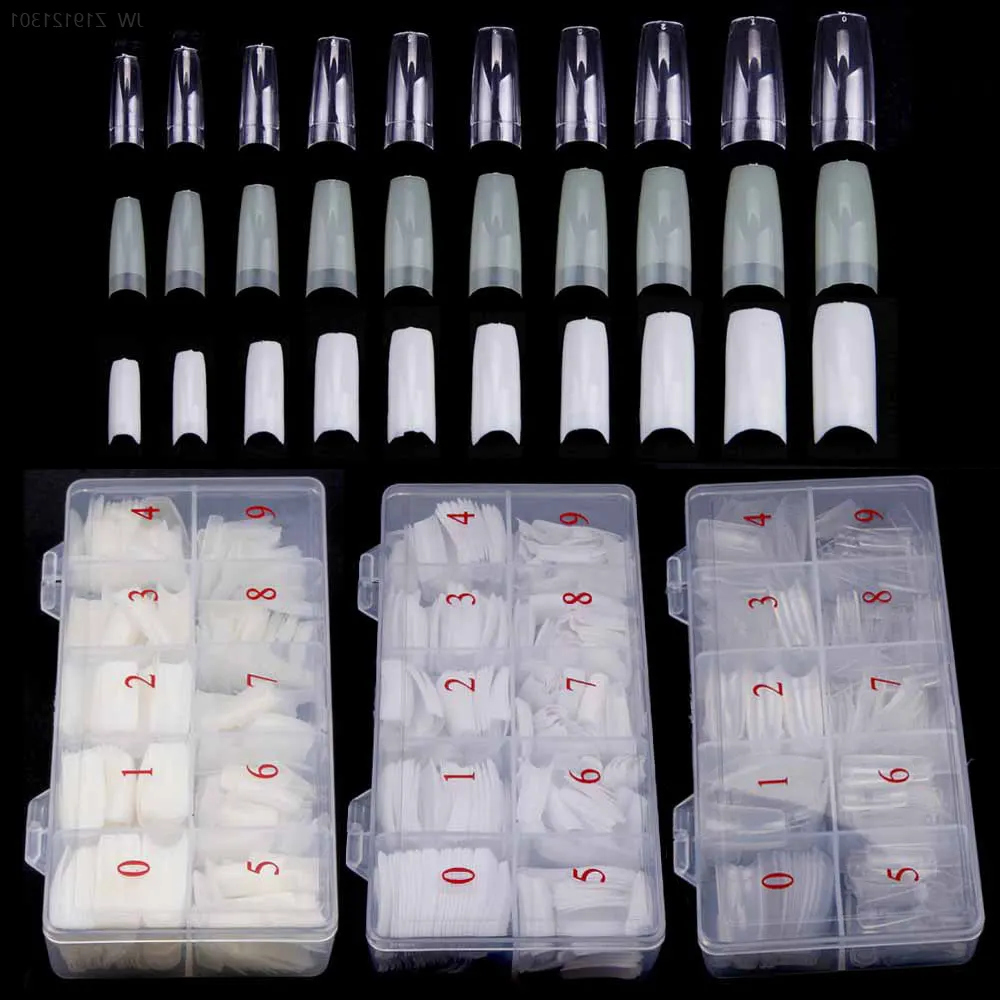 OEM 500pcs Lady French Style Artificial False Nails Half Tips and Full Cover False Nail, Box