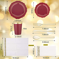 Vaisselle jetable écologique en gros, ensembles de vaisselle de 7,5/10,25 pouces, plastique PS de qualité alimentaire, compatible micro-ondes et lave-vaisselle