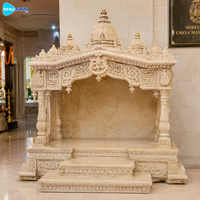 Autel de temple hindou en marbre blanc fait main, sanctuaire religieux pour la Puja avec symbole Om, pour la décoration de la maison, de la villa, de l'hôtel ou de la salle de prière