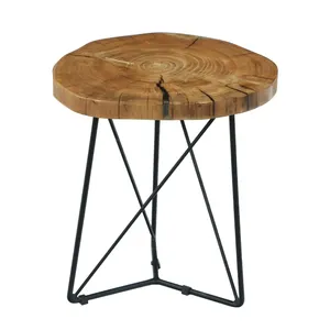 Desain baru meja bersarang sisi teh kopi pintar alas logam Resin kayu Solid untuk furnitur rumah