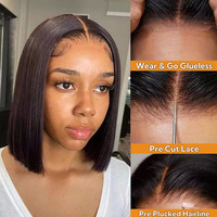 Perruques Courtes Carré en Cheveux Naturels Vietnamiens, Perruques Pixie à Coupe Courte Abordables en Cheveux Naturels avec Dentelle Frontale HD pour Femmes Noires