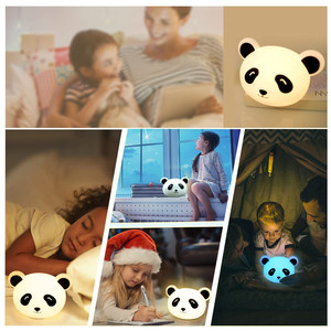 Panda Shape Silicone Night Light <b>USB</b> Rechargeable Tap Control LED Bedside <b>Lamp</b> For Bedroom With Color Changing Feature - Product Image 3