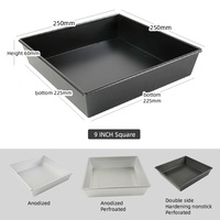 Doppelseitig Antihaftbeschichtete 1,5mm Aluminium Quadratische Pizza-Backform 9 Zoll 250x250mm Pizza-Backblech Pizzateller