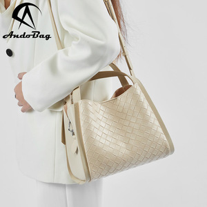 Sac seau en cuir de vachette tressé Andong pour femmes, idéal pour les sorties, le quotidien, le travail, sac bandoulière, sac à main - Product Image 2