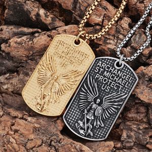 Colgantes Vintage de Acero Inoxidable Chapados en Oro de 18K con Diseño de Arcángel Miguel, Colgantes de Marca <span class=keywords><strong>Militar</strong></span> - Product Image 4