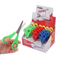Ciseaux d'artisanat Foska Premium à lame épaisse rouge, jaune, bleue, verte, à bout arrondi de 5 pouces pour enfants, école ou travaux manuels
