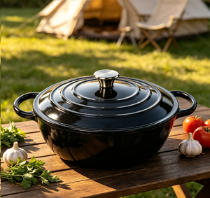 Pentola in Ghisa Smaltata Classica e Resistente da 4,32L, Casseruola Profonda con Doppio Manico, Antiaderente, Isolata, con Coperchio, Adatta al Forno e al Gas - Product Image 4