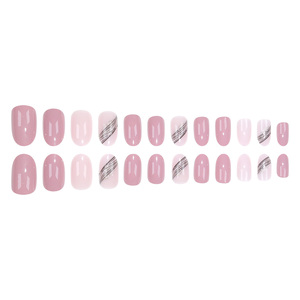Hilo de oro <span class=keywords><strong>diagonal</strong></span> de almendra, raíz de loto, bailarina rosa, arte de <span class=keywords><strong>uñas</strong></span> medio prensado XXL XXXL, 24 piezas, ABS, Flexible, DIY, logotipo personalizado, dedos - Product Image 5