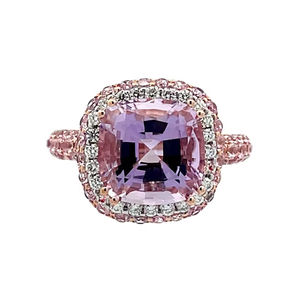 Nouvelle bague en diamant rose micro-incrustée carrée européenne et américaine, élégante bague en zircon simulé - Product Image 1