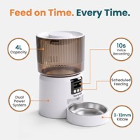 Distributeur automatique de nourriture pour animaux de compagnie intelligent 4L, alimentation programmée, enregistrement vocal 10s, double alimentation, ABS pour chats et chiens