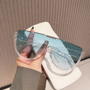 Lunettes <span class=keywords><strong>de</strong></span> <span class=keywords><strong>soleil</strong></span> tendance pour adultes, monture large monobloc, verres UV400, pour femmes à visage large (effet amincissant), marron, style street style, pour hommes, très tendance - Product Image 4