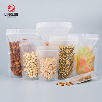Lingjie refermable sacs en plastique givrés transparents mat clair fermeture éclair thermoscellage pochette sac déchirure encoche pour nourriture lait gelée