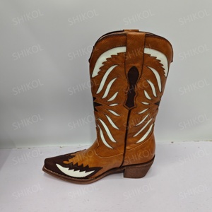 <span class=keywords><strong>Bottes</strong></span> de cowboy occidentales en cuir <span class=keywords><strong>marron</strong></span> SHIKOL pour femmes, talons épais, mi-<span class=keywords><strong>mollet</strong></span>, taille personnalisée 43, <span class=keywords><strong>bottes</strong></span> occidentales rétro à la mode pour femmes - Product Image 5