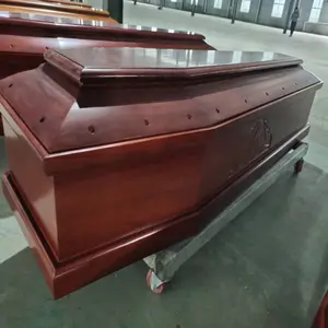 波兰欧式木质棺材基督教照片欧式实木棺材缎面棺材