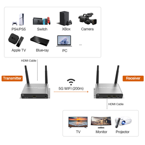 Kit de transmisor y receptor extensor inalámbrico HDMI de fábrica verificada 200M 4K HDMI Sem Fio Max 1X4 HDMI Sans Fil 4K - Product Image 3
