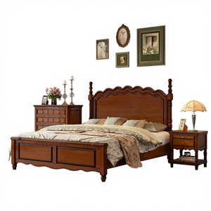 Massief houten tweepersoonsbed, eenvoudig <span class=keywords><strong>vintage</strong></span> design, hoge opbergbox, 1,5m-1,8m, slaapkamermeubilair, gemaakt in de VS - Product Image 2