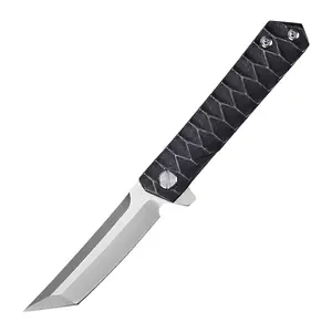 HWZBBEN-cuchillo plegable de acero inoxidable D2, cuchillo de bolsillo personalizado de supervivencia para acampar