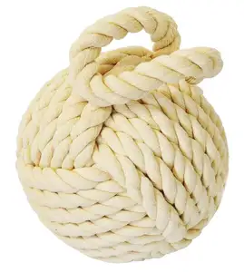 heavy duty cotton nautical rope knot door stop Ivory