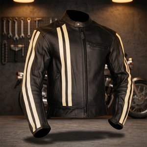 เสื้อแจ็กเก็ตแข่งรถหนังสำหรับผู้ขับขี่บนท้องถนนสำหรับงานหนัก - Product Image 2
